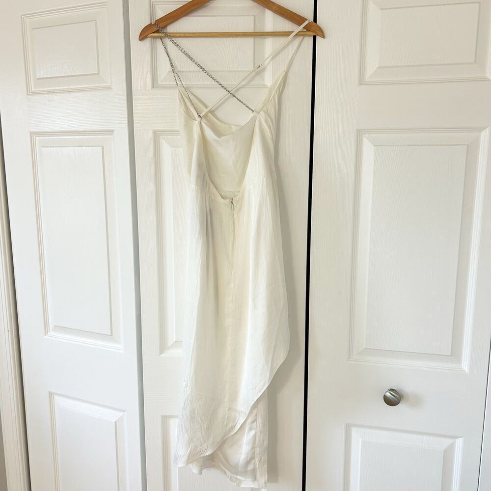 NWT Michael Costello x REVOLVE Tessa Ivory Satin Drape Midi Dress Size M - Picture 6 of 10